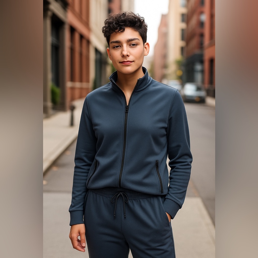 Women’s Slate Blue Athleisure Tracksuit Set Joggers + Zip Jacket M - Picture 13 of 13
